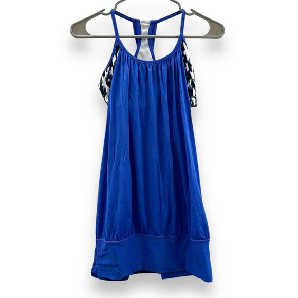 Vintage Lululemon No Limits Tank in Blue & White‎ Animal Print Sz 6 - Picture 1 of 7